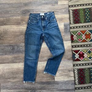 Everlane Women’s The High Rise Straight Ankle Jeans Raw Hem Size 25